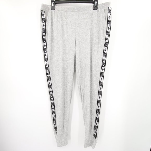 2-Piece Set Juicy Couture Terry Cloth Gray Black Short Sleeve Top Joggers XL - Picture 2 of 15